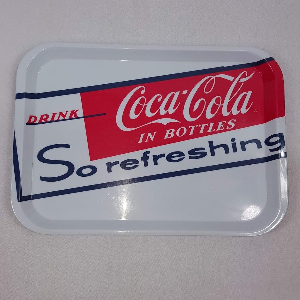 Drink Cola in Bottles So Refreshing Vintage 11"x15.5" Plastic Coke Serving Tray